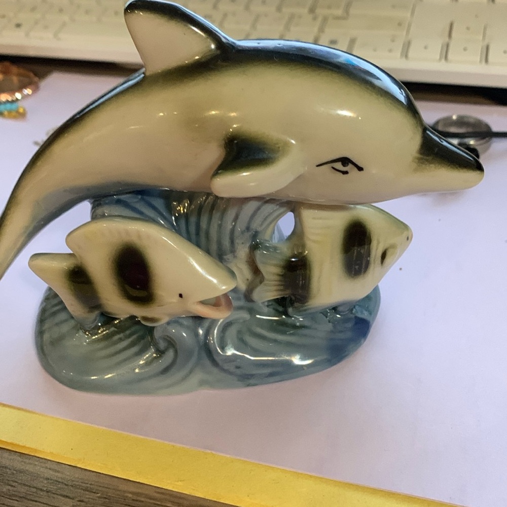 Vintage dolphin and fish decor ornament